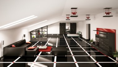 Penthouse interior 3d render clipart