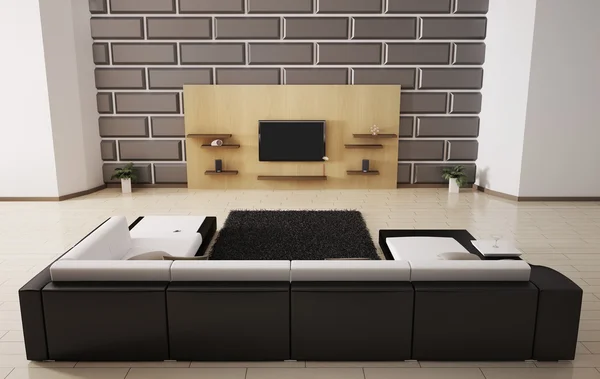 Интерьер с диваном и ЖК 3d — стоковое фото