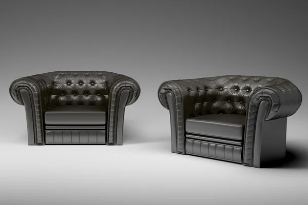 黑色真皮扶手椅 3d — 图库照片