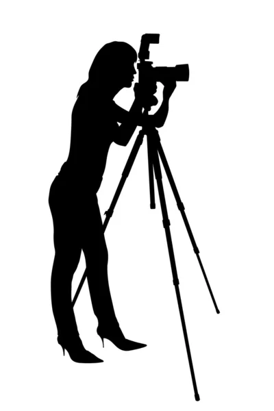 stock image Woman photographer with tripod