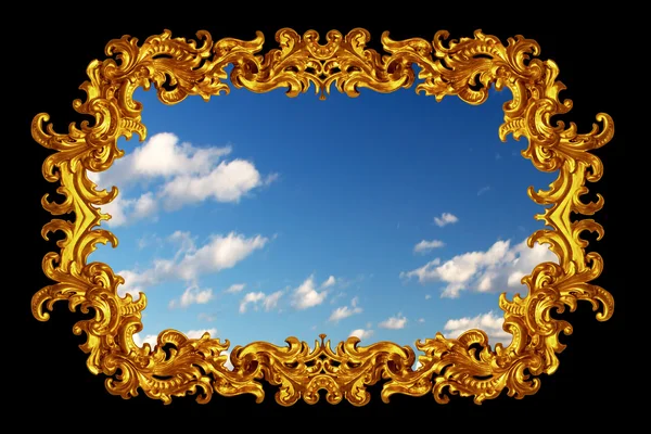 Gold frame with blue sky — Stock Photo, Image