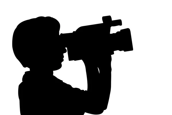Videocamera adamla siluet — Stok fotoğraf