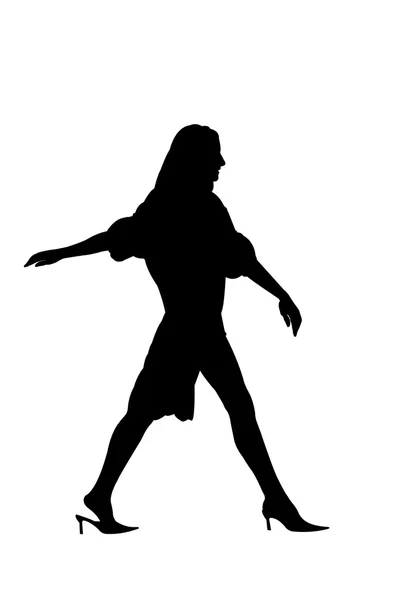 Silhouet lopen vrouw — Stockfoto