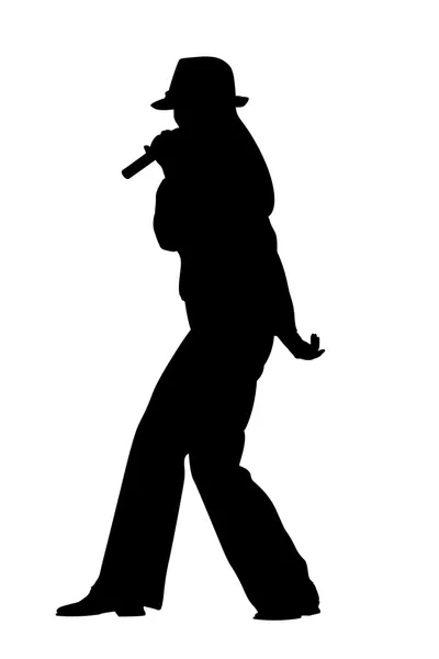 Cantando donna silhouette — Foto Stock
