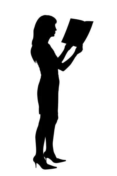 Чтение женщины силуэт обрезки пути — стоковое фото