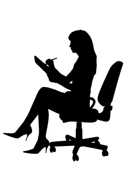 Woman making notes silhouette — Stock Photo, Image