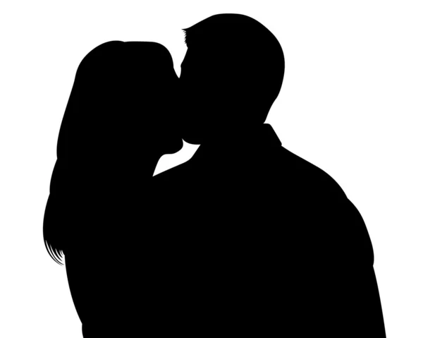 Bacio coppia silhouette percorso di ritaglio — Foto Stock