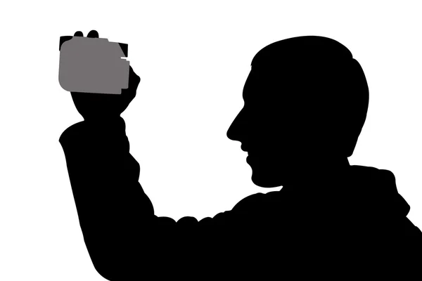 Silhouette man with digicam — Stock Photo, Image