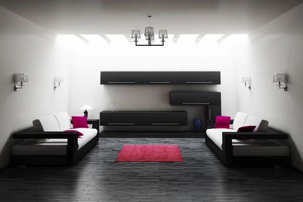 Interiér obývací pokoj 3d — Stock fotografie