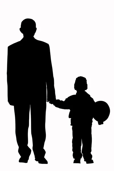 Vader en zoon silhouet — Stockfoto