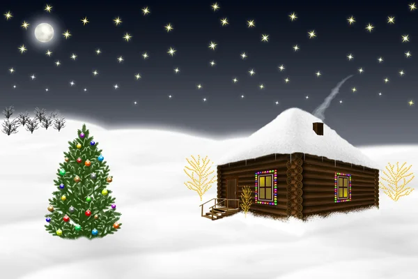 Stock image Christmas wooden house