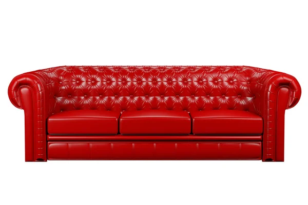 Red leather sofa 3d — Stock Photo, Image