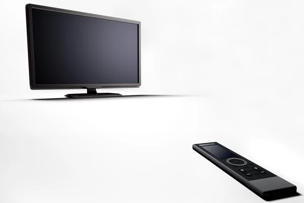 stock image Plasma lcd tv with remote control