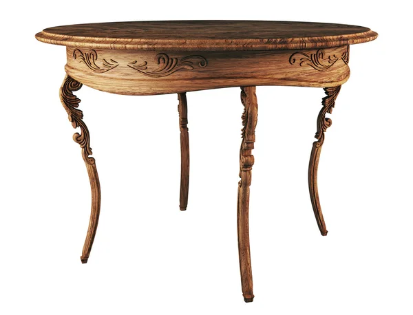 Круглий дерев'яний античний стіл 3d — стокове фото