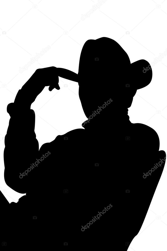 Cowboy silhouette with clipping path