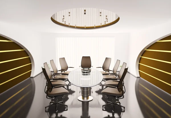 Konferenční místnost s oválnými stolní 3d — Stock fotografie