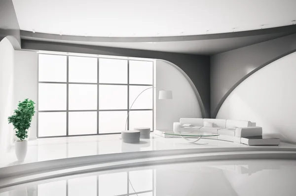 Interior em 3d branco — Fotografia de Stock