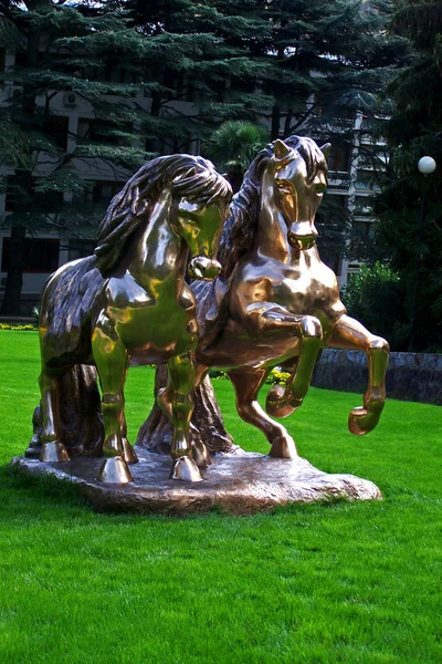 Gold Horses Of Aivasovskoe — Stock Photo, Image
