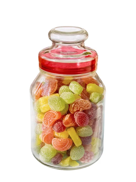 Olika färger av bonbon i glaset — Stockfoto