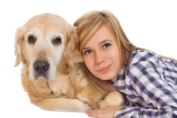 Девочка с собакой — стоковое фото