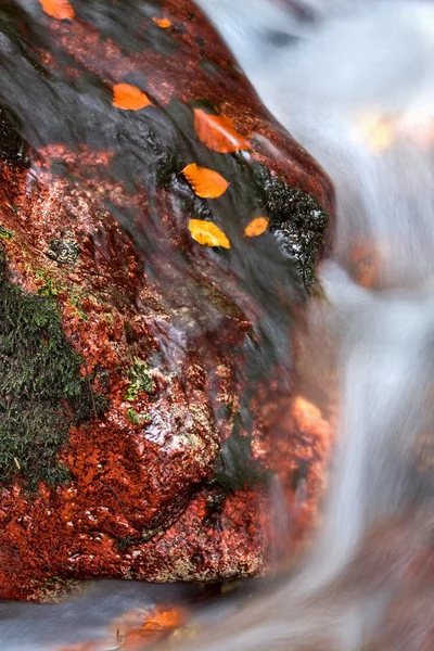 Beautiful autumn water between stones — Stock Photo, Image
