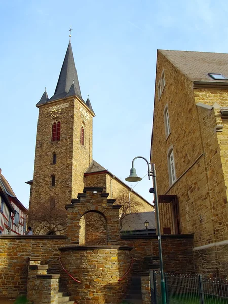 Ancient church in small town Dernau — Stock Photo, Image