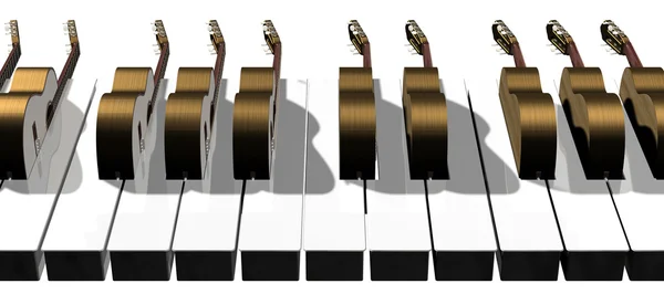 Akustik gitar ve piyano tuşları — Stok fotoğraf