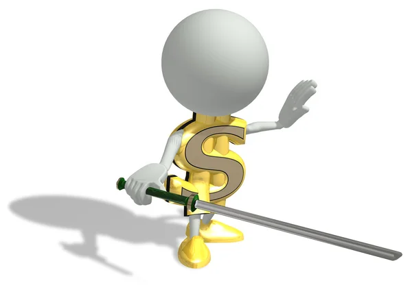 Mr dollar and a sword of the Samurai — Stock Photo, Image