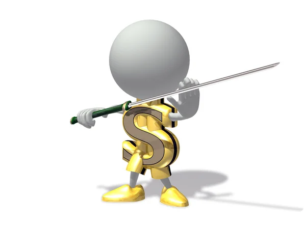 Mr dollar and a sword of the Samurai — Stock Photo, Image