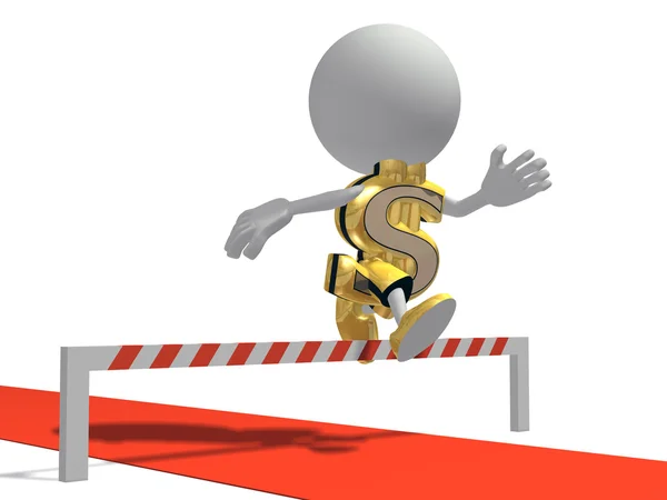 Mr dollar overcomes obstacles — Stock Photo, Image