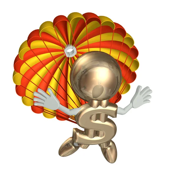 Містер Долар стрибає з парашутом — стокове фото