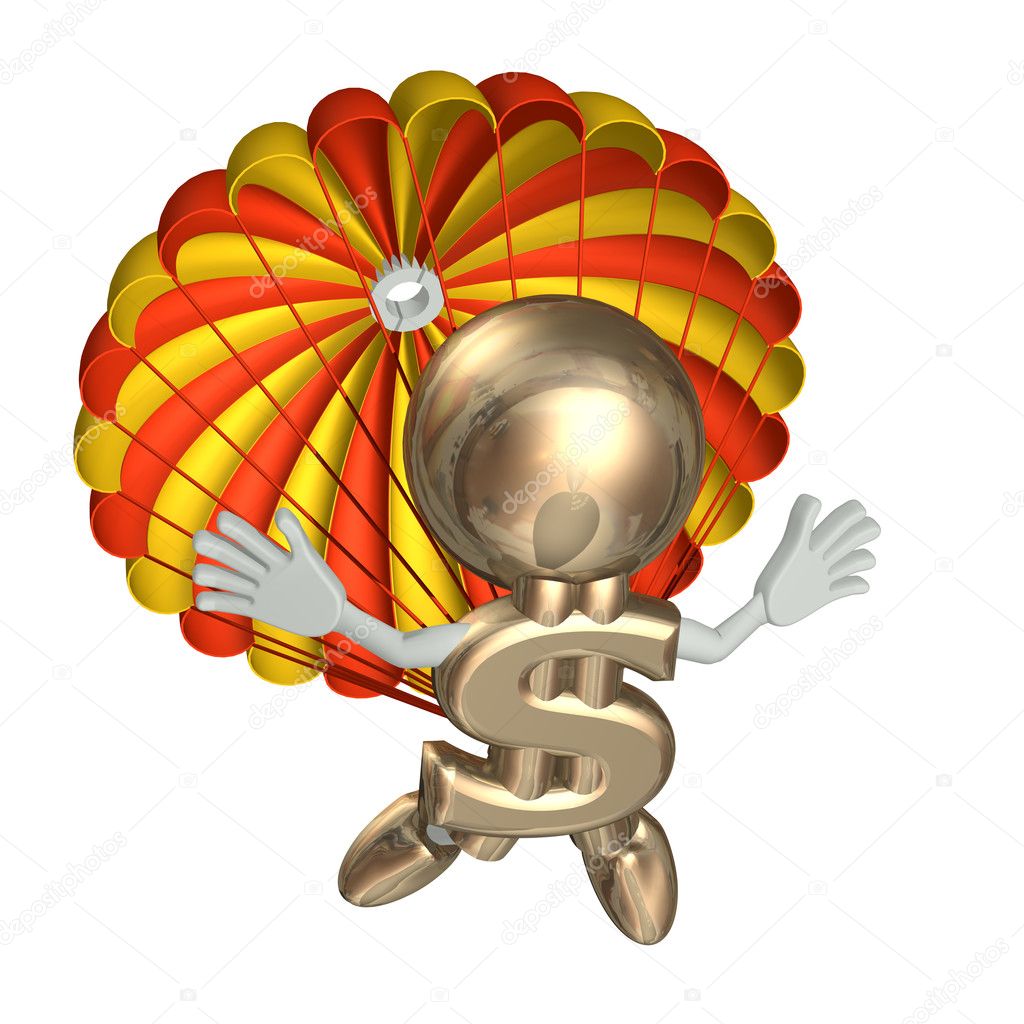 Mr dollar jumps with a parachute