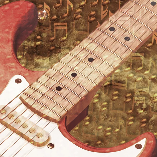 Джазовая гитара и ноты — стоковое фото