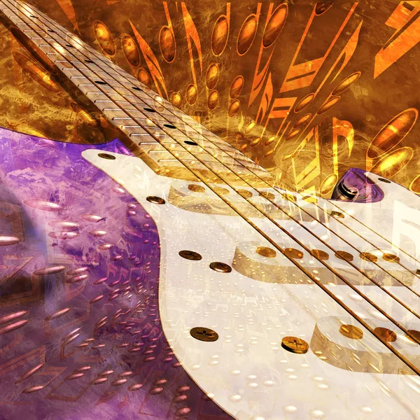 Jazz guitarra de fondo y notas — Foto de Stock