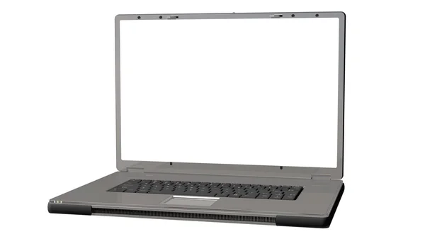 Isolierter silberner Laptop aus nächster Nähe — Stockfoto