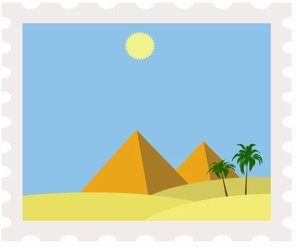 Palms and two pyramids postage — Stock Vector