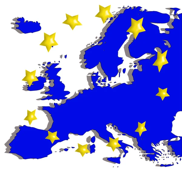 ヨーロッパ地図とのフラグ — ストックベクタ