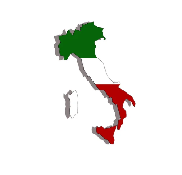 Kaart van Italië en vlag — Stockvector