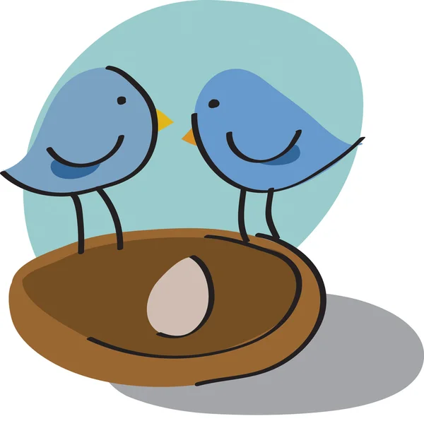 Birds in nest — Stock Vector