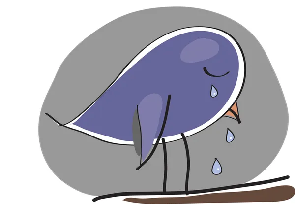 Ledsen gråtande fågel — Stock vektor