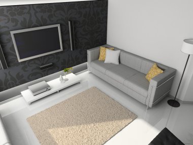 3D render modern iç