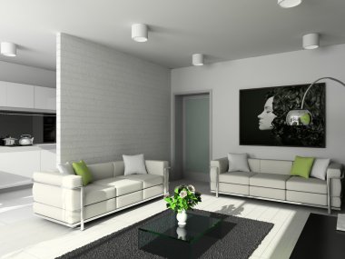 Interioir of modern living-room clipart