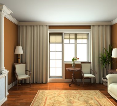 3D render classical interior clipart