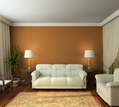 3D render classic interior clipart