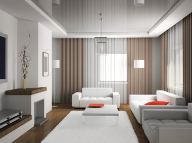 3D render modern iç