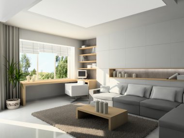 Modern interior. 3D render clipart