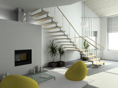 3D render modern interior clipart