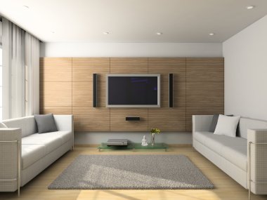 Modern interior of living-room clipart