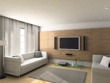 Modern interior of living-room clipart