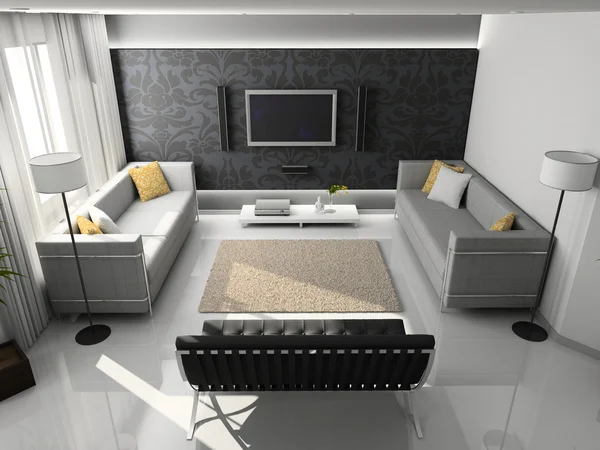 3d render modern interior — Stockfoto